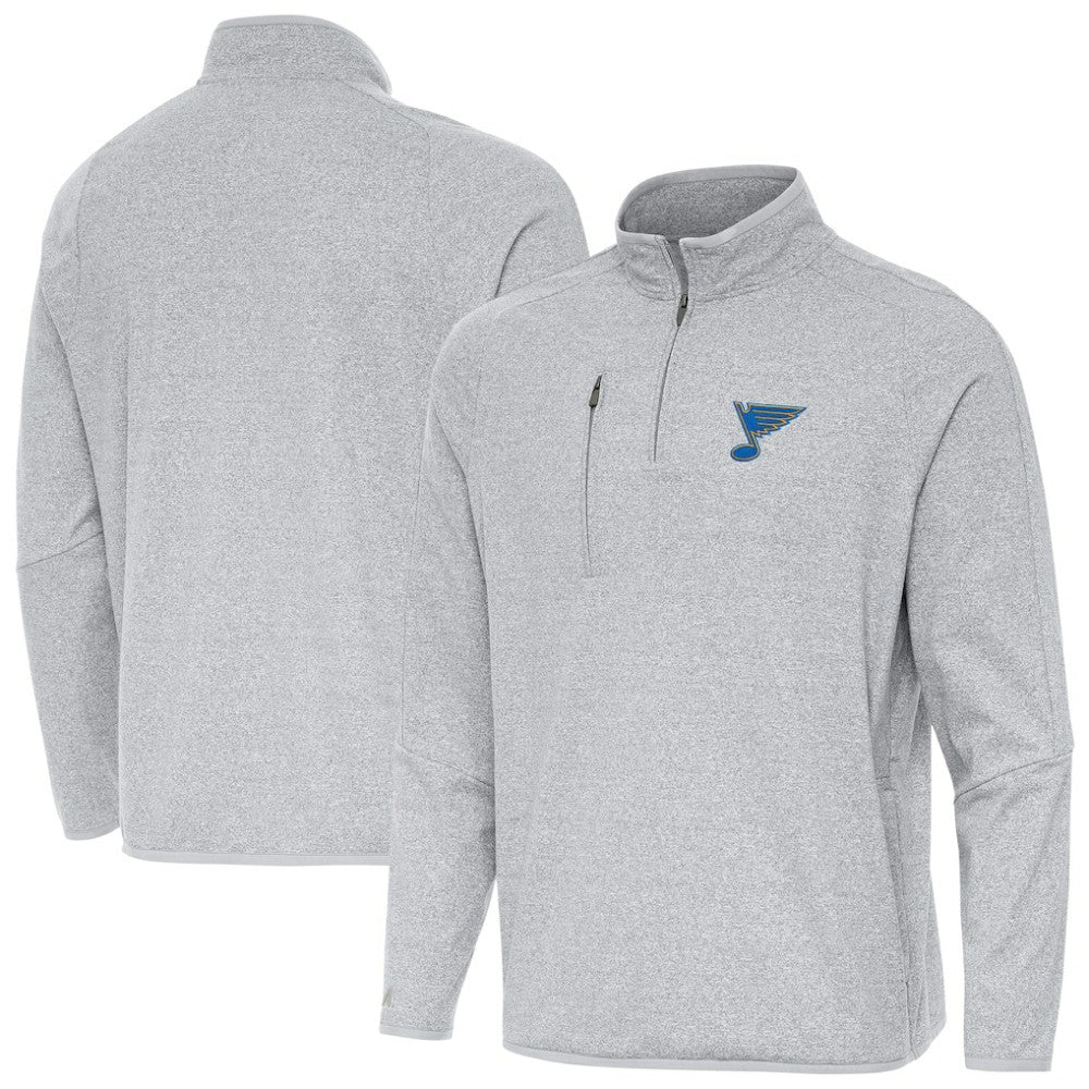 NHL Heather Gray St. Louis Blues Antigua Certain Tri-Blend Quarter-Zip Top