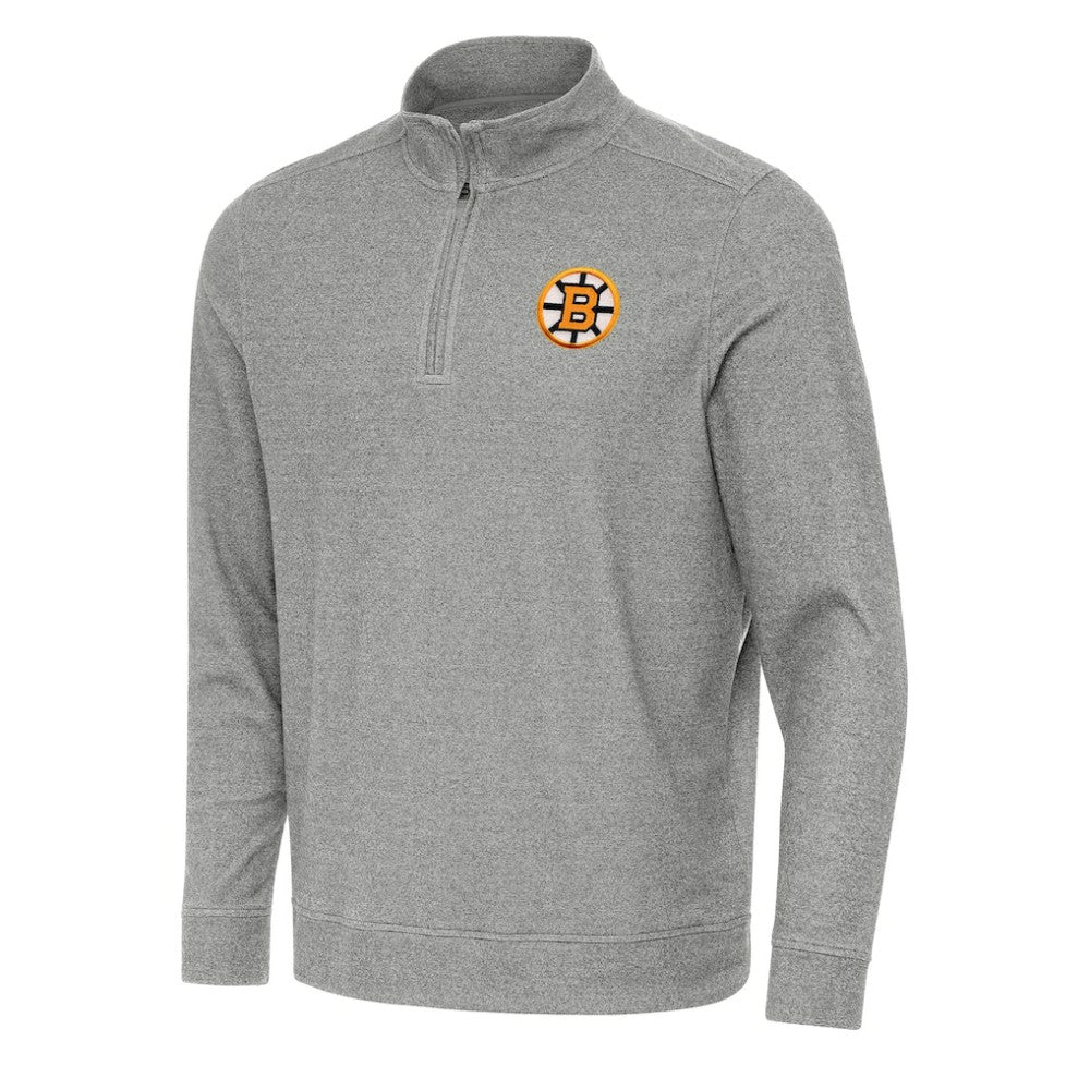 NHL Heather Black Boston Bruins Antigua Subtle Quarter-Zip Sweatshirt