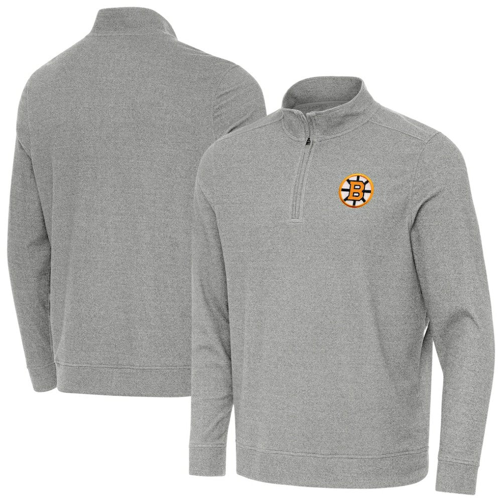 NHL Heather Gray Boston Bruins Antigua Subtle Quarter-Zip Sweatshirt