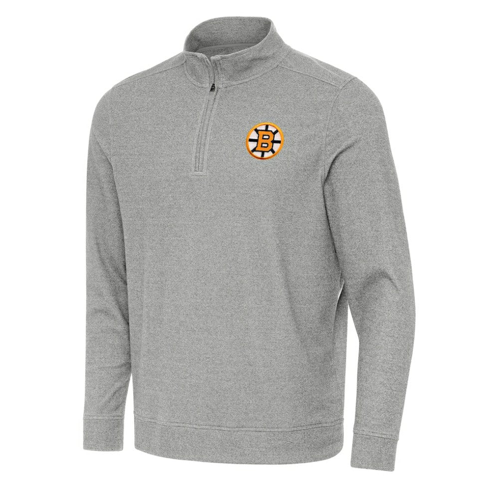 NHL Heather Gray Boston Bruins Antigua Subtle Quarter-Zip Sweatshirt