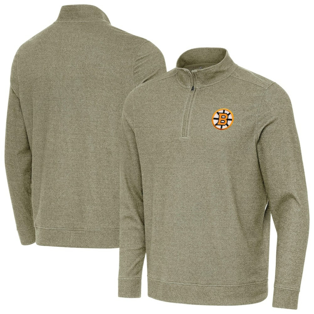 NHL Olive Boston Bruins Antigua Subtle Quarter-Zip Sweatshirt