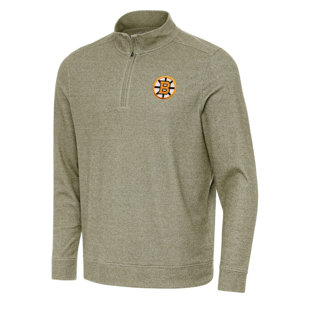 NHL Olive Boston Bruins Antigua Subtle Quarter-Zip Sweatshirt