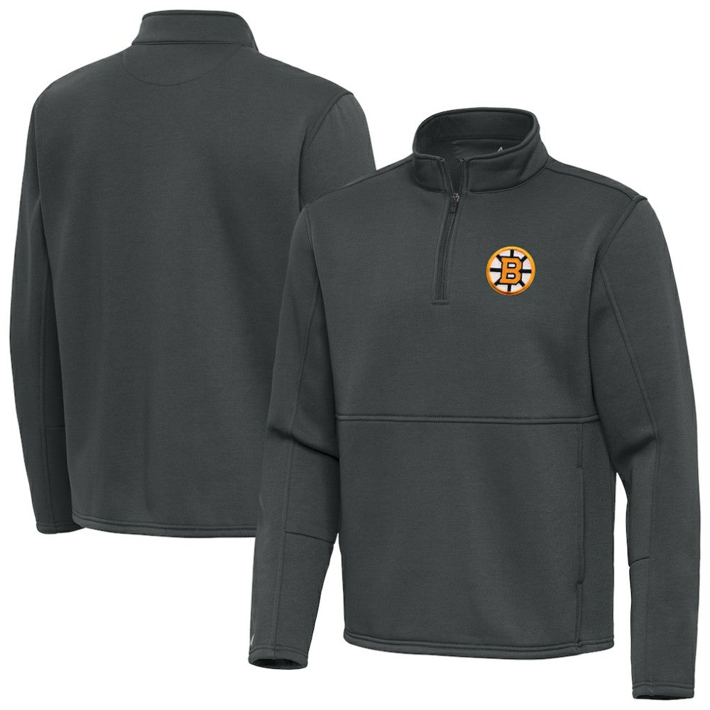 NHL Pewter Boston Bruins Antigua Twist Quarter-Zip Pullover Jacket