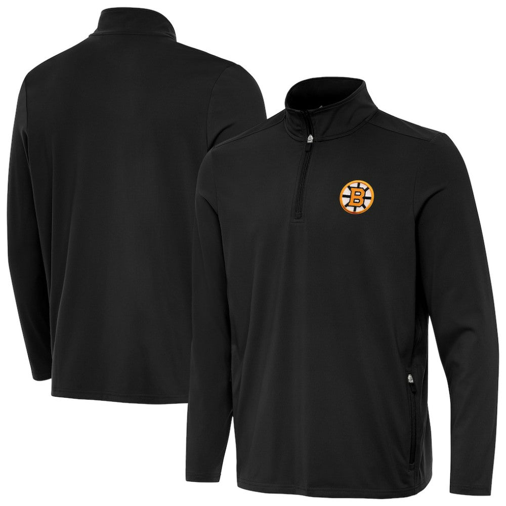 NHL Black Boston Bruins Antigua Perilous Quarter-Zip Sweatshirt