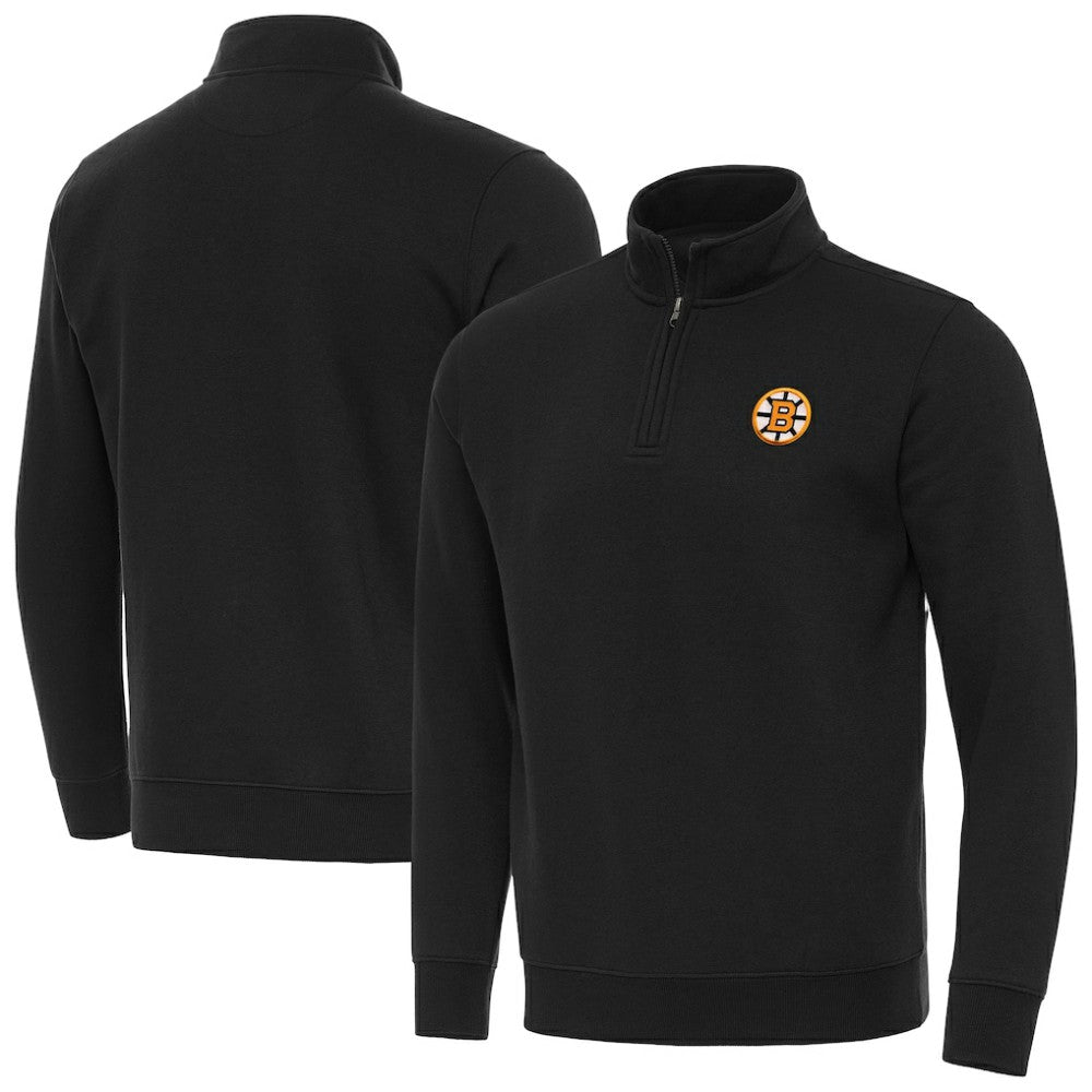 NHL Black Boston Bruins Antigua Victory Quarter-Zip Pullover Top