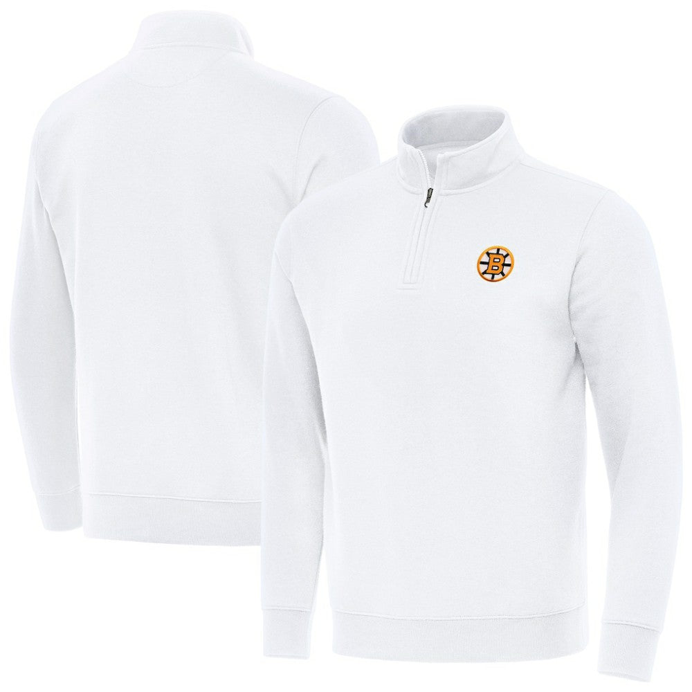 NHL White Boston Bruins Antigua Victory Quarter-Zip Pullover Top