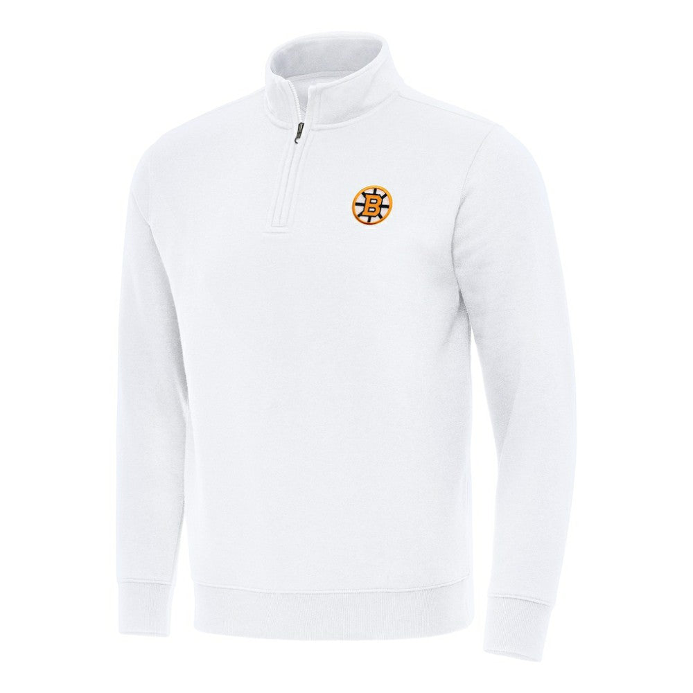 NHL White Boston Bruins Antigua Victory Quarter-Zip Pullover Top