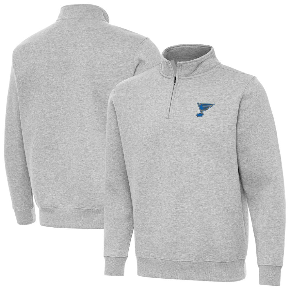 NHL Heather Gray St. Louis Blues Antigua Victory Quarter-Zip Pullover Top