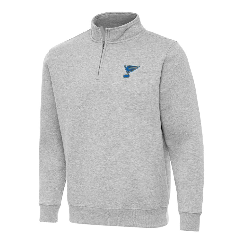 NHL Heather Gray St. Louis Blues Antigua Victory Quarter-Zip Pullover Top
