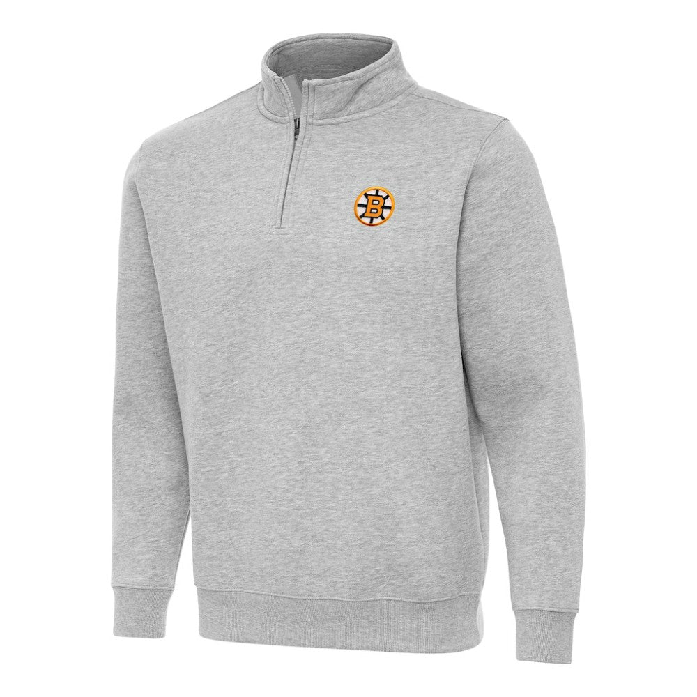 NHL Heather Gray Boston Bruins Antigua Victory Quarter-Zip Pullover Top