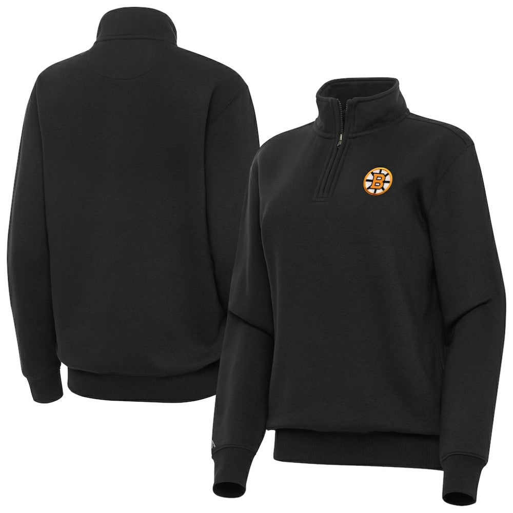 NHL Black Boston Bruins Antigua Women's Victory Quarter-Zip Pullover Top