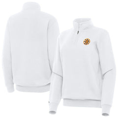 NHL White Boston Bruins Antigua Women's Victory Quarter-Zip Pullover Top