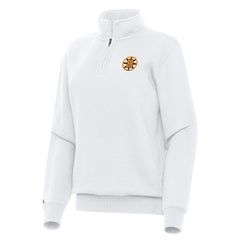 NHL White Boston Bruins Antigua Women's Victory Quarter-Zip Pullover Top