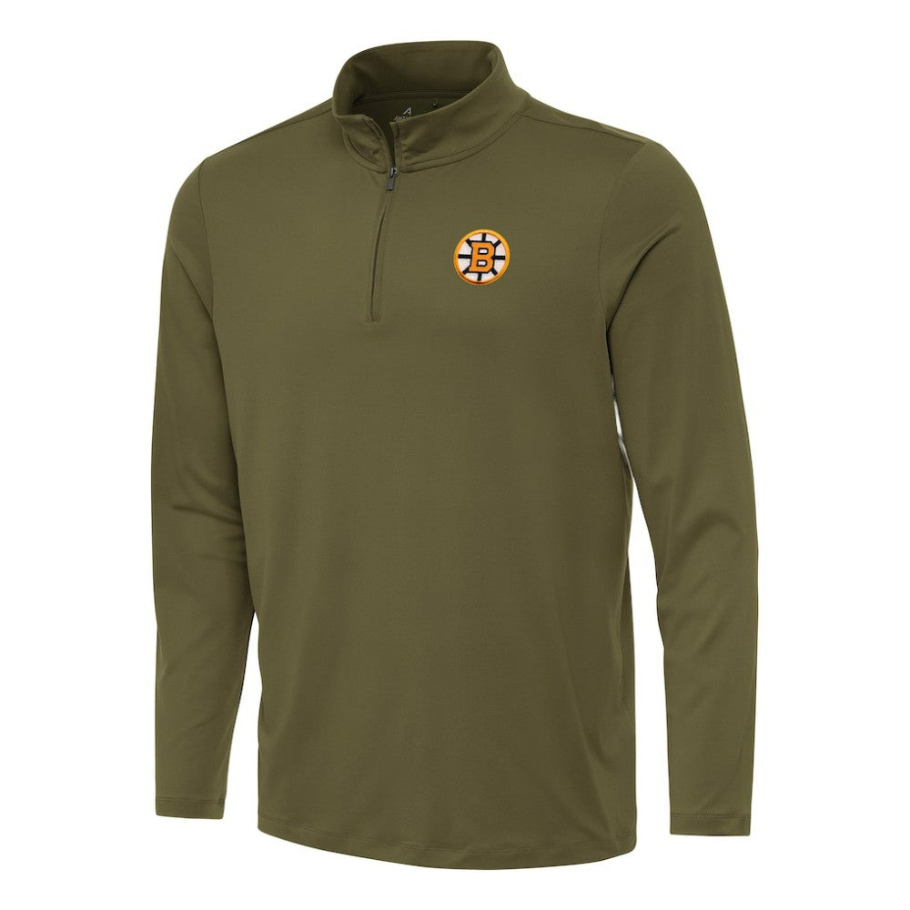 NHL Olive Boston Bruins Antigua Reprocess Quarter-Zip Pullover