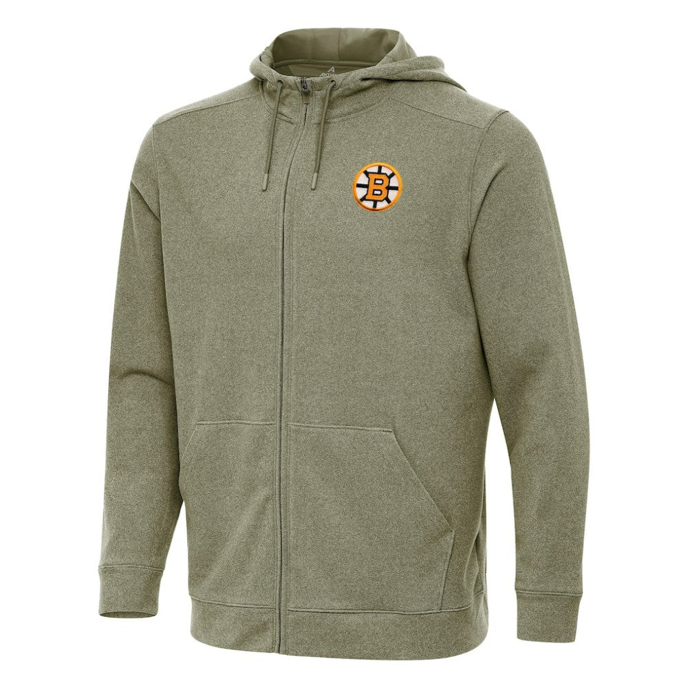 NHL Olive Boston Bruins Antigua Effortless Full-Zip Hoodie