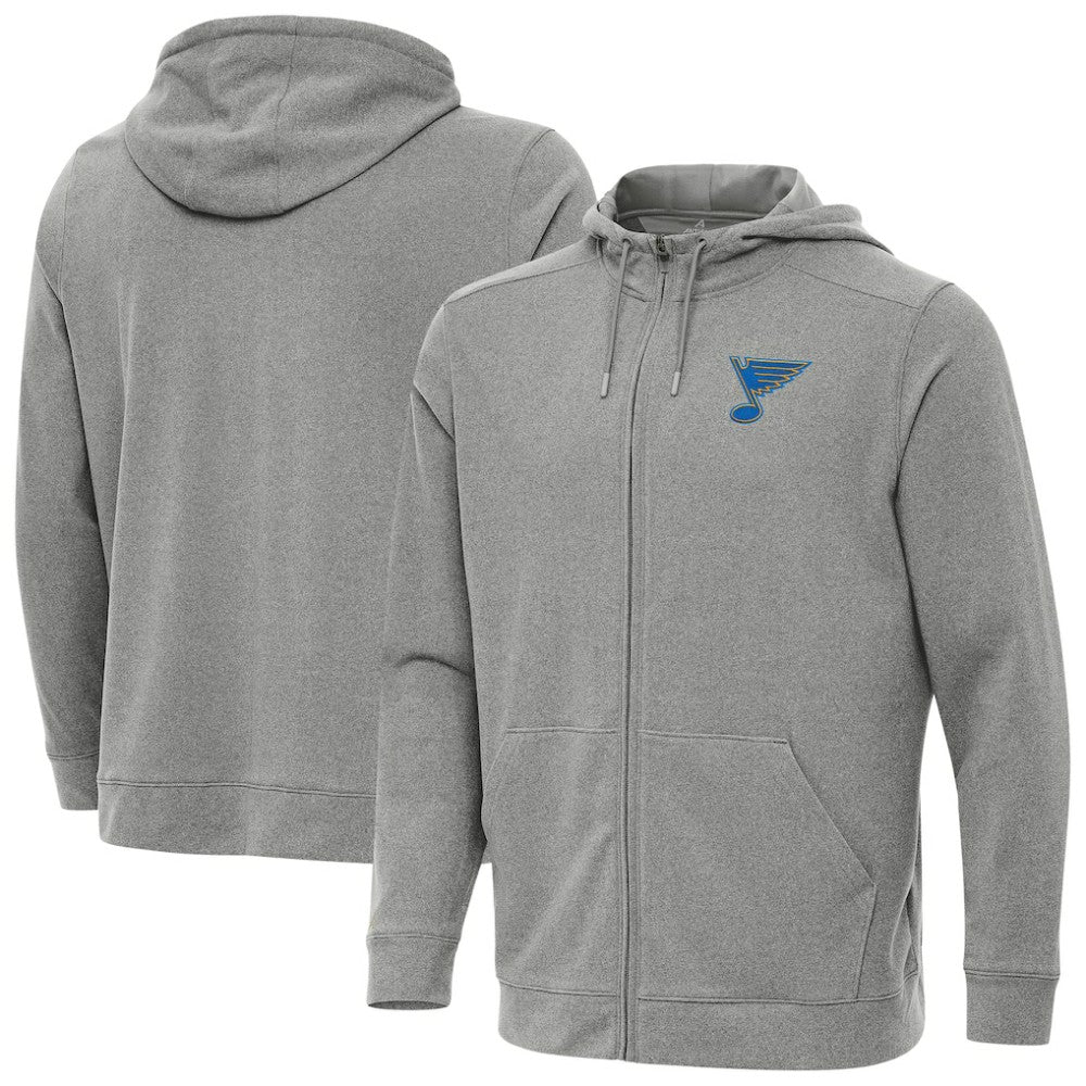 NHL Heather Black St. Louis Blues Antigua Effortless Full-Zip Hoodie