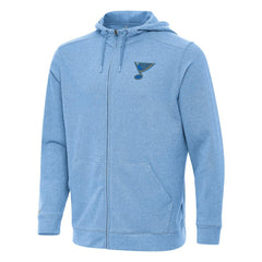 NHL Heather Blue St. Louis Blues Antigua Effortless Full-Zip Hoodie