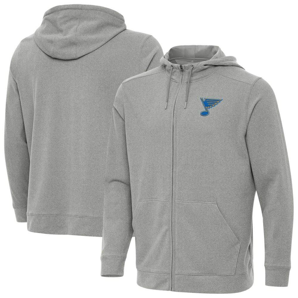 NHL Heather Gray St. Louis Blues Antigua Effortless Full-Zip Hoodie