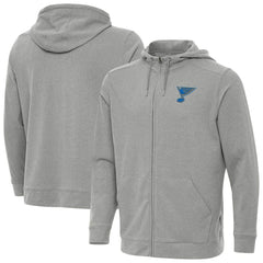 NHL Heather Gray St. Louis Blues Antigua Effortless Full-Zip Hoodie