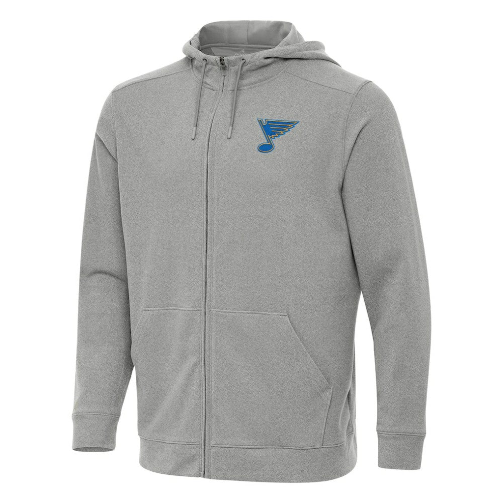 NHL Heather Gray St. Louis Blues Antigua Effortless Full-Zip Hoodie