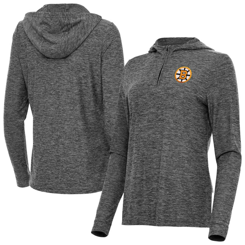 NHL Heather Black Boston Bruins Antigua Women's Daybreak Quarter-Zip Hoodie
