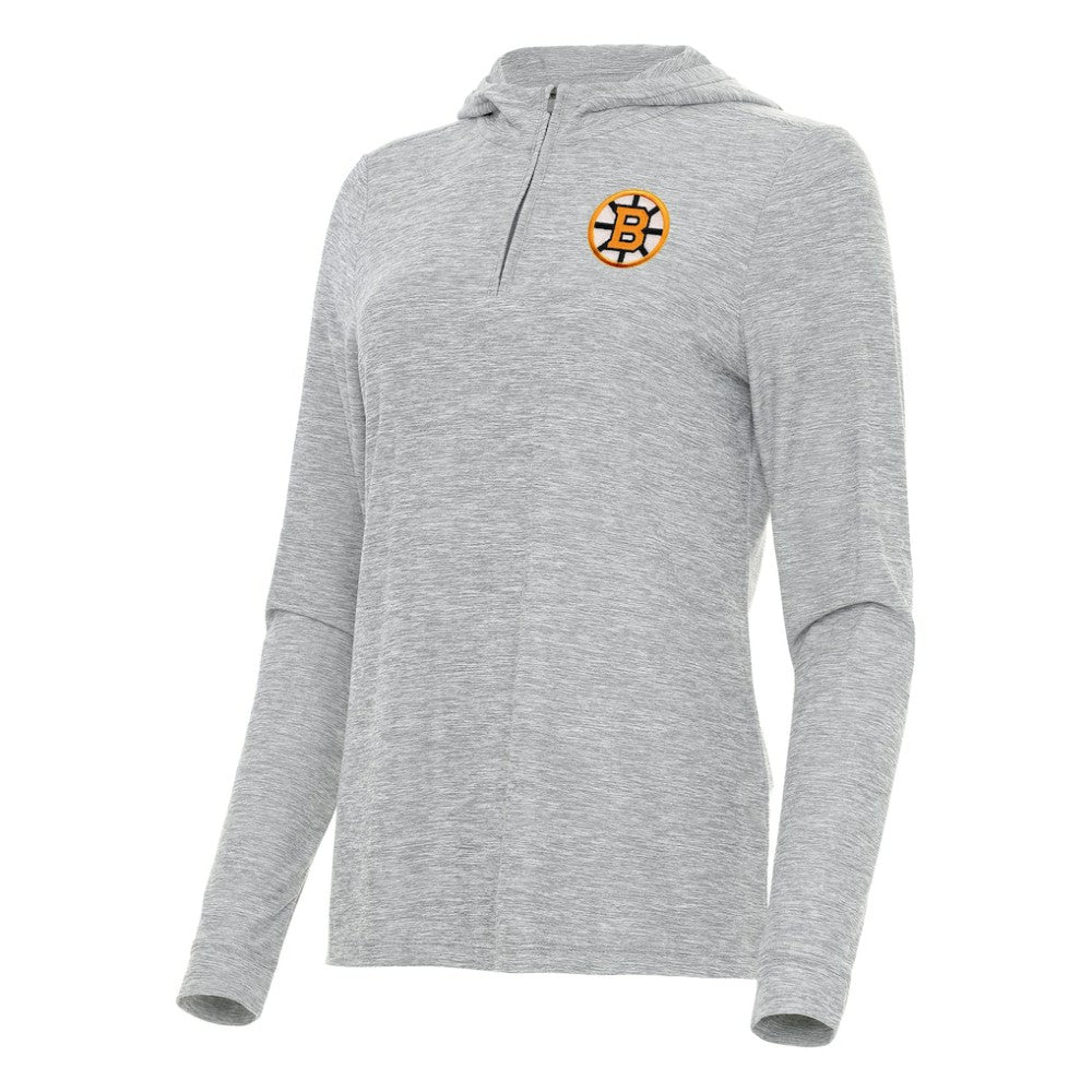 NHL Heather Gray Boston Bruins Antigua Women's Daybreak Quarter-Zip Hoodie