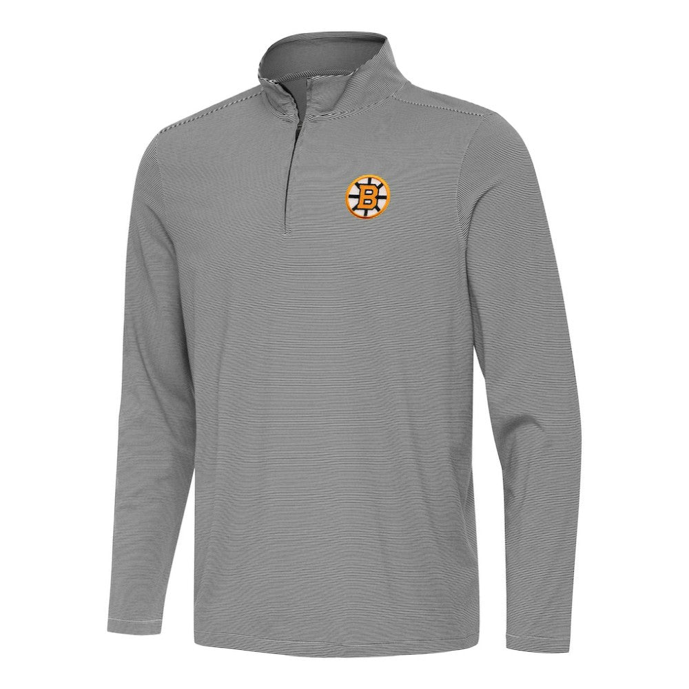 NHL Black Boston Bruins Antigua Twine Quarter-Zip Pullover