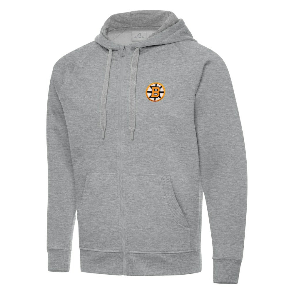 NHL Heather Gray Boston Bruins Antigua Victory Full-Zip Hoodie