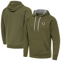 NHL Olive Boston Bruins Antigua Victory Pullover Hoodie