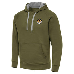 NHL Olive Boston Bruins Antigua Victory Pullover Hoodie