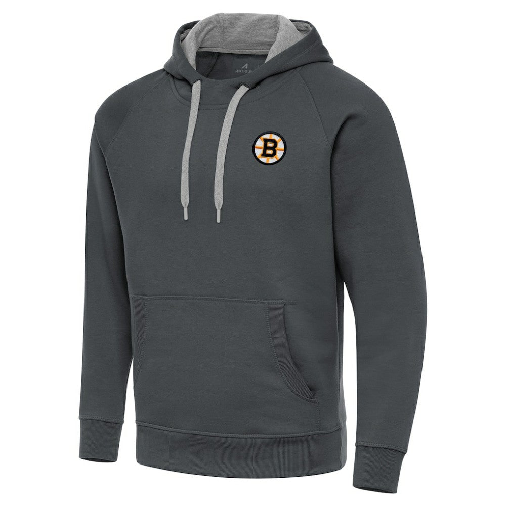 NHL Charcoal Boston Bruins Antigua Victory Pullover Hoodie