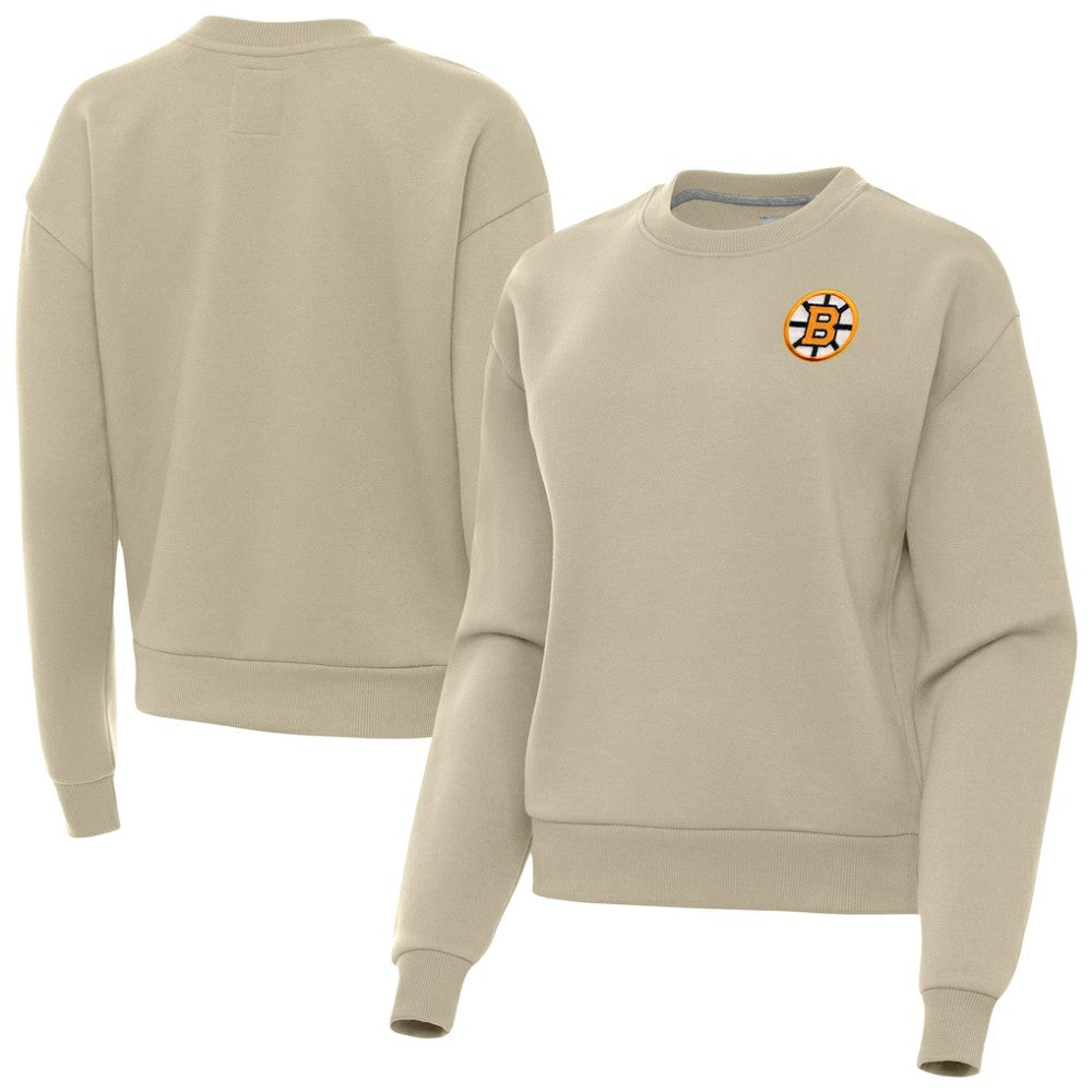 NHL Khaki Boston Bruins Antigua Women's Victory Pullover Sweatshirt