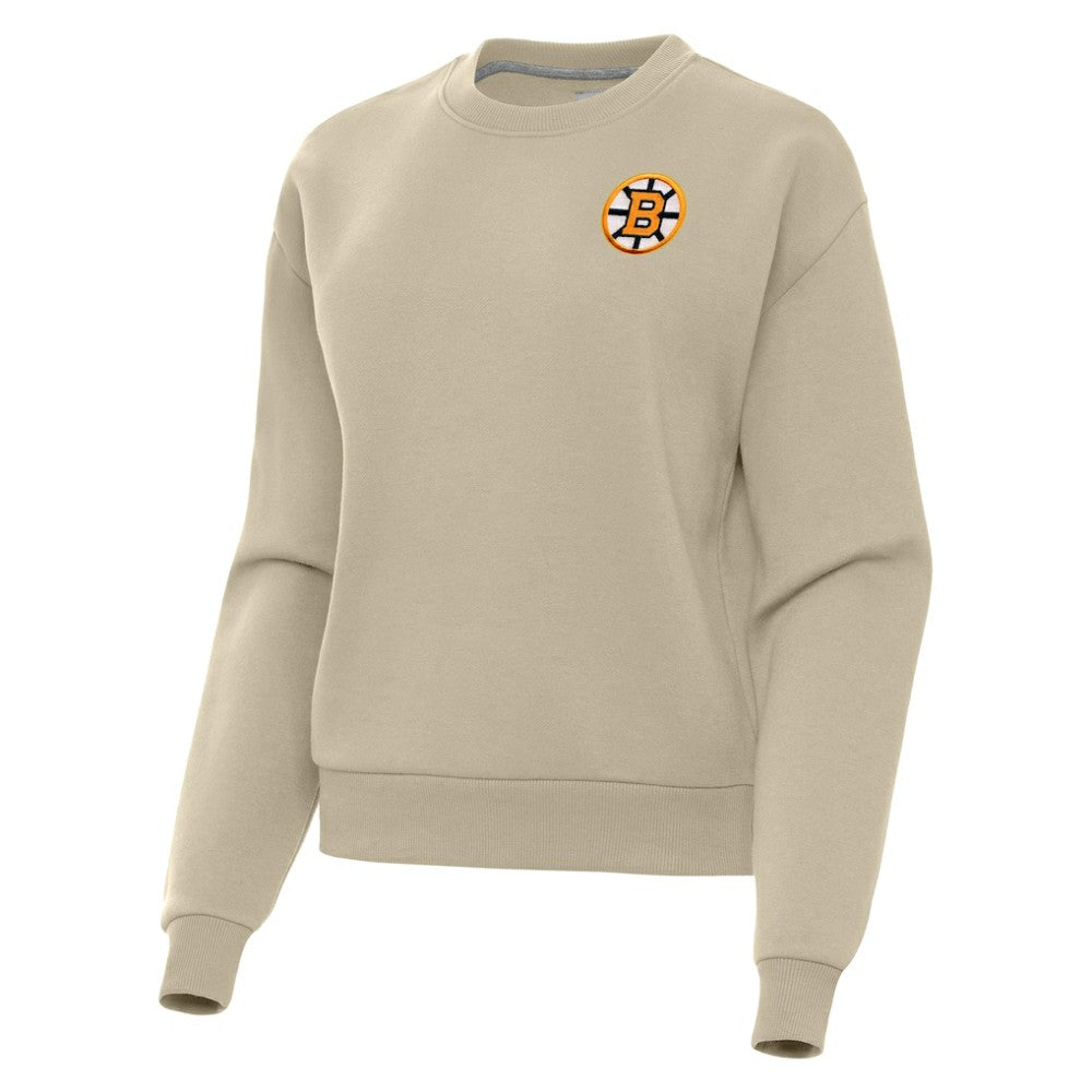NHL Khaki Boston Bruins Antigua Women's Victory Pullover Sweatshirt