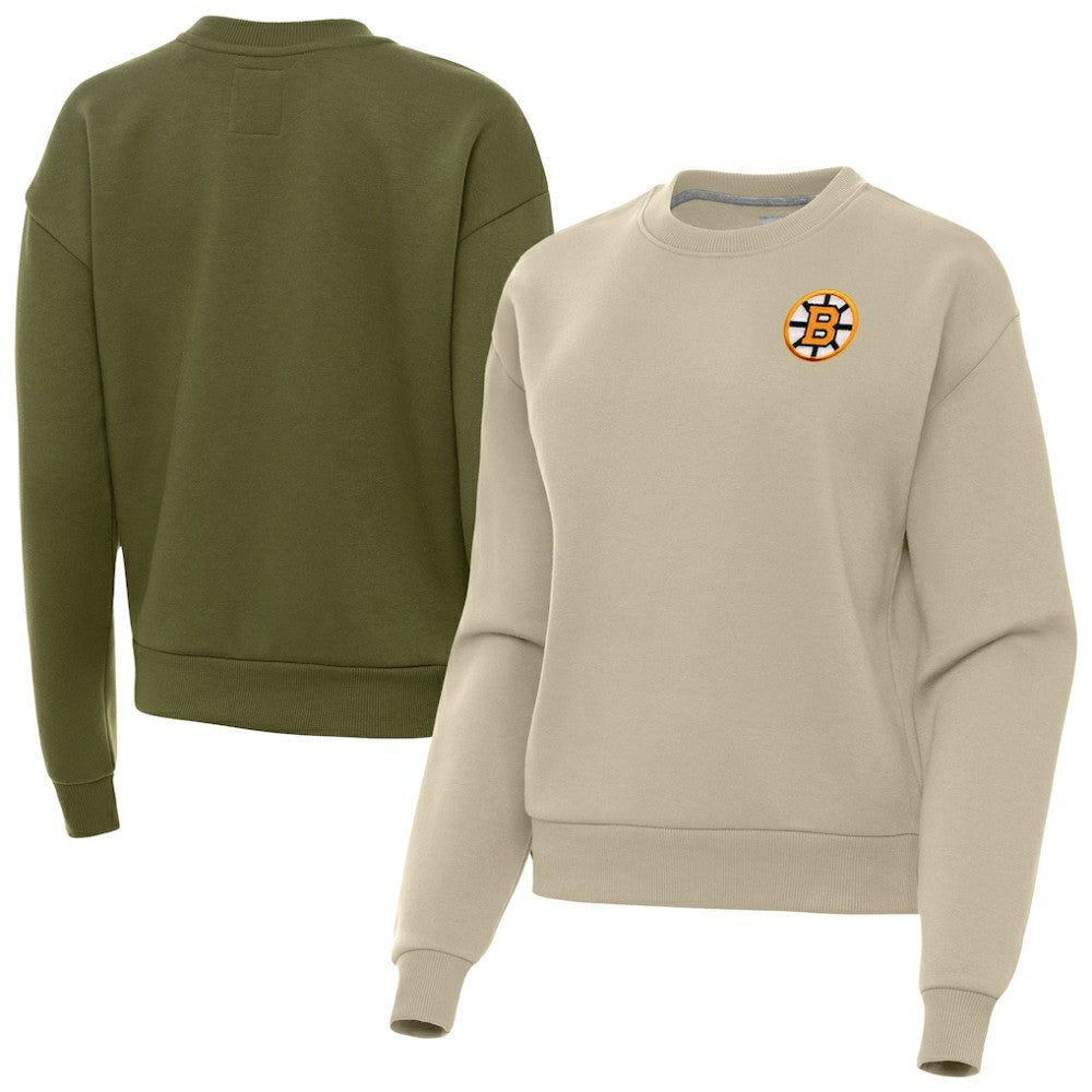 NHL Olive Boston Bruins Antigua Women's Victory Pullover Sweatshirt