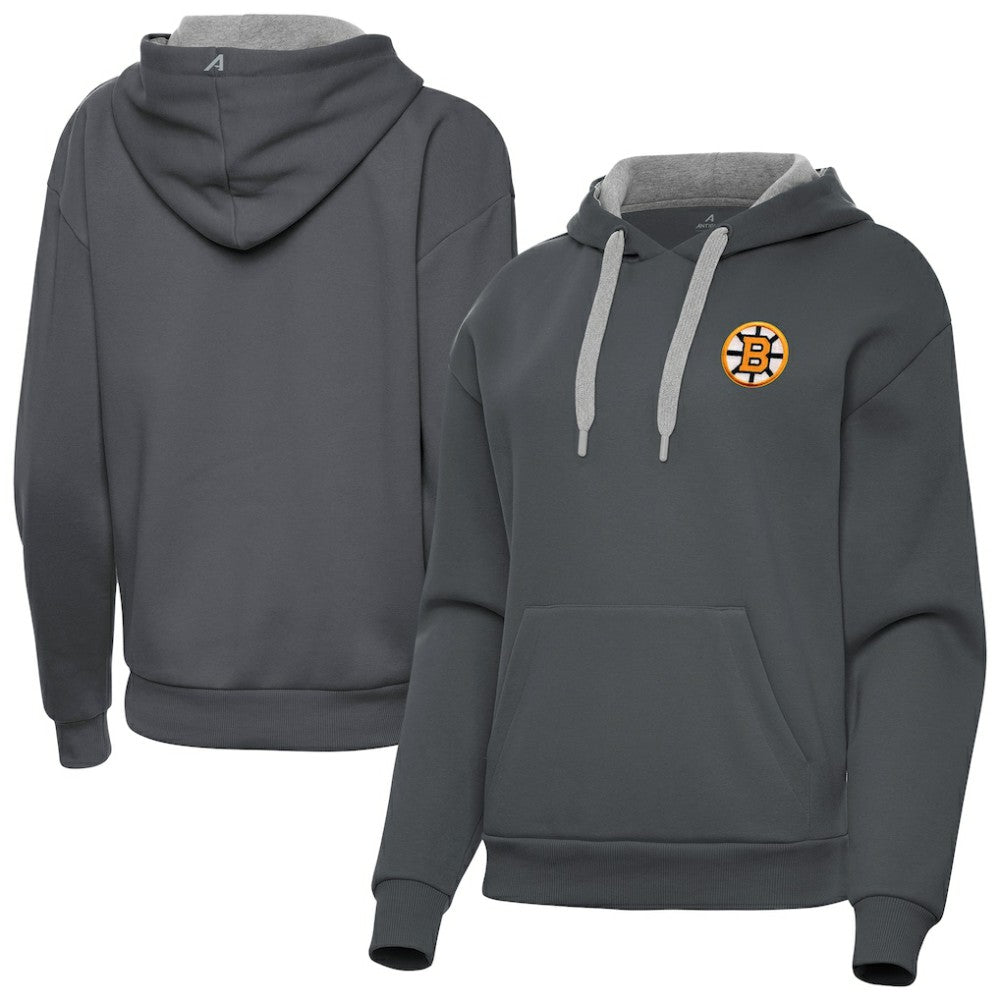 NHL Charcoal Boston Bruins Antigua Women's Victory Pullover Hoodie