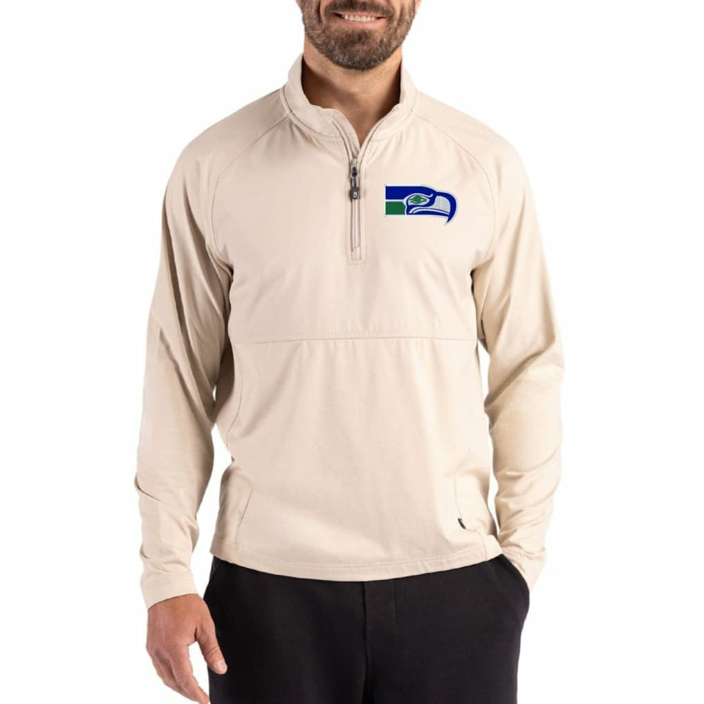 Cutter & Buck Adapt Eco Knit Hybrid Recycled Quarter-Zip Jacket - Seattle Seahawks