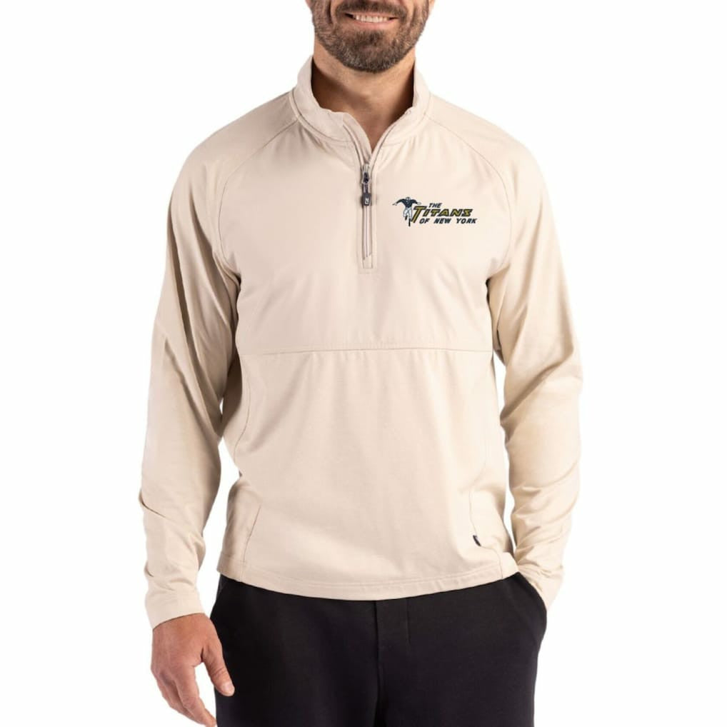 Cutter & Buck Adapt Eco Knit Hybrid Recycled Quarter-Zip Jacket - New York Jets