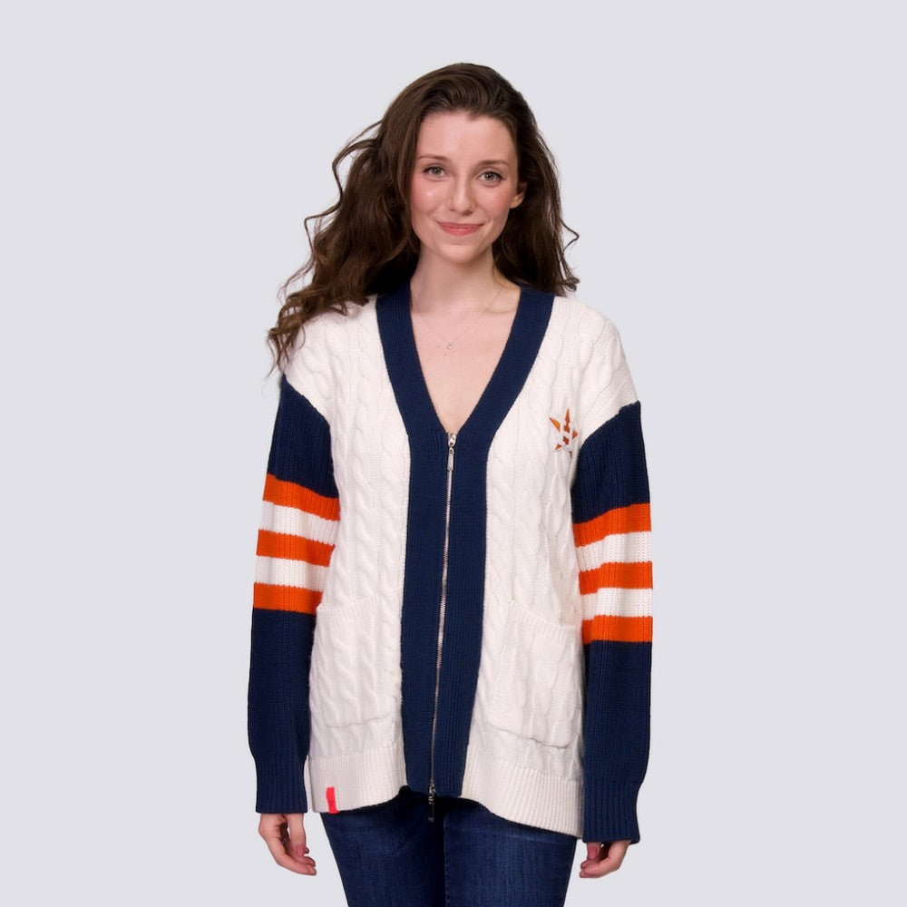 MLB Houston Astros Lusso Women's Shyla Knit V-Neck Full-Zip Sweater