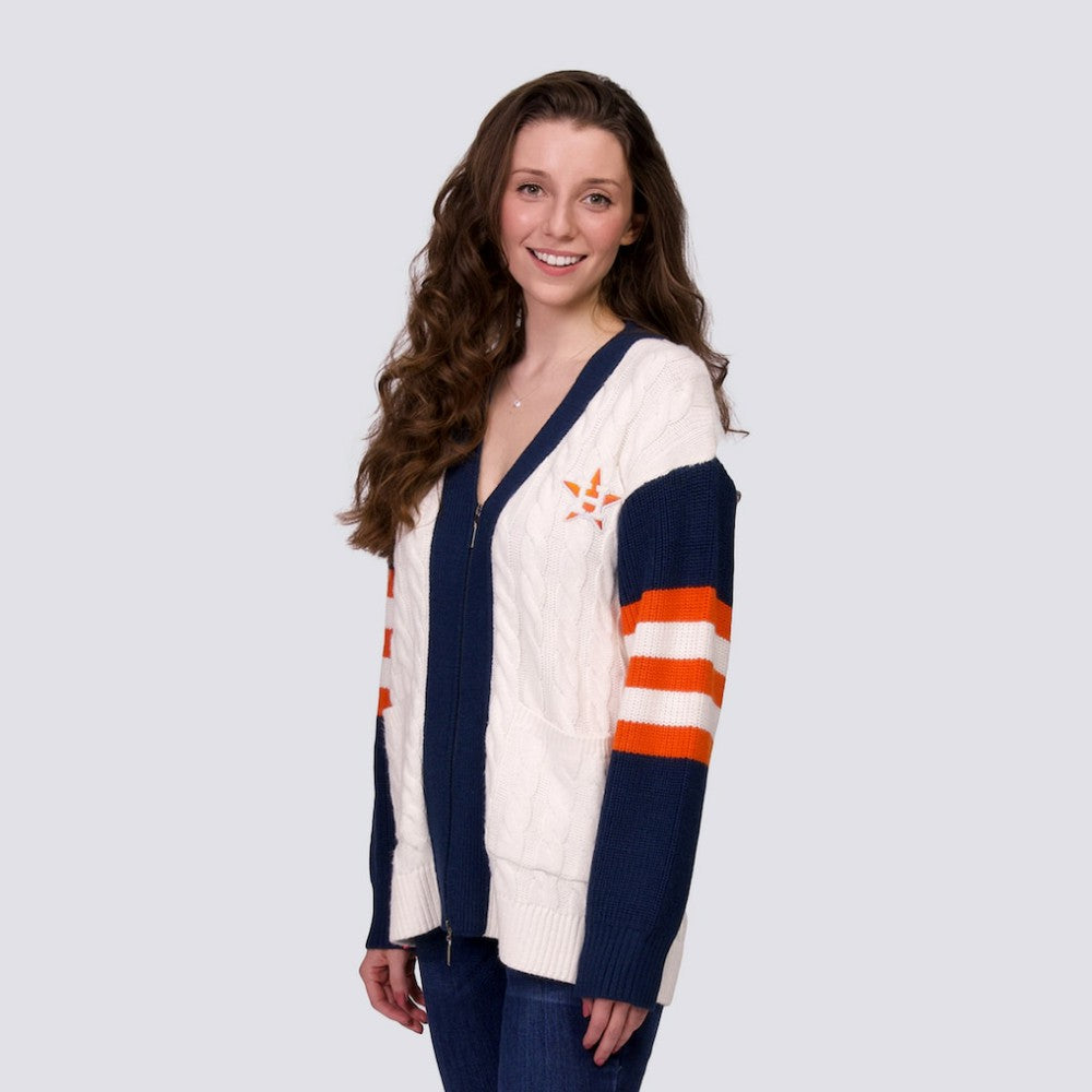 MLB Houston Astros Lusso Women's Shyla Knit V-Neck Full-Zip Sweater