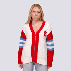 MLB St. Louis Cardinals Lusso Women's Shyla Knit V-Neck Full-Zip Sweater