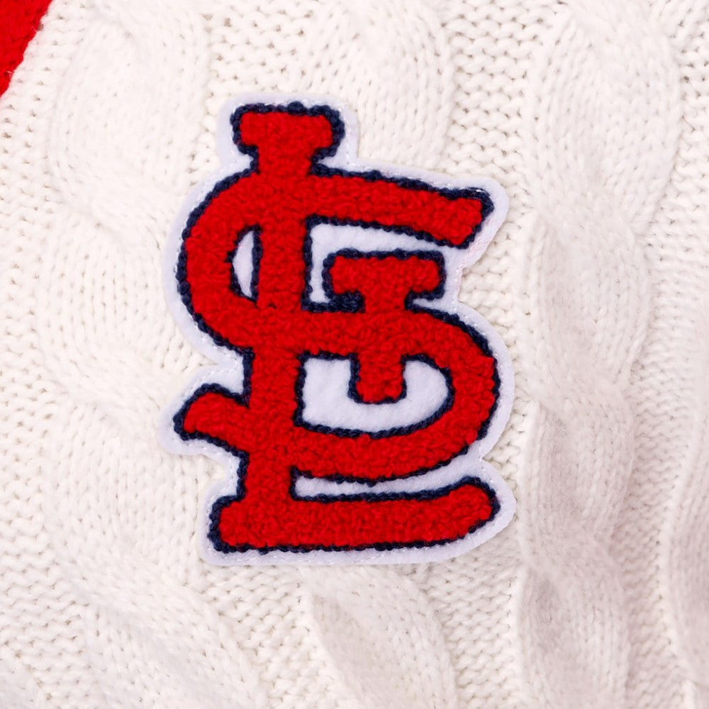 MLB St. Louis Cardinals Lusso Women's Shyla Knit V-Neck Full-Zip Sweater