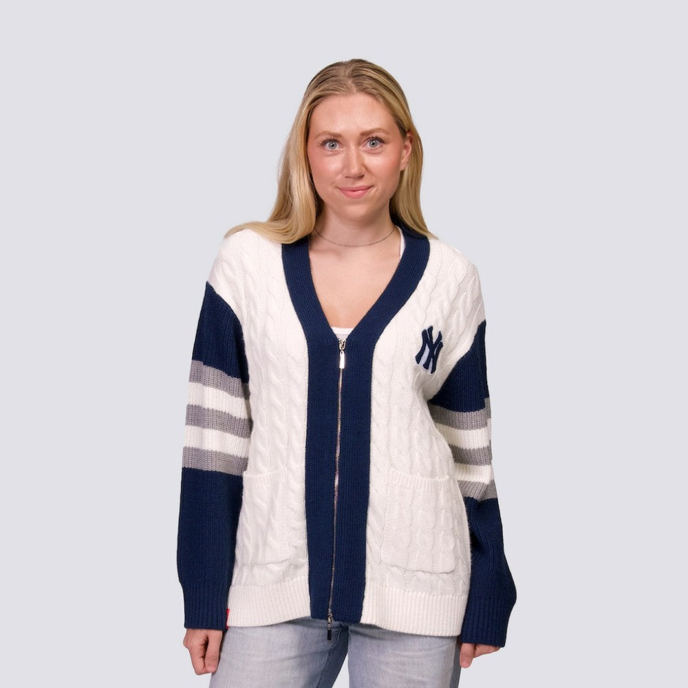 MLB New York Yankees Lusso Women's Shyla Knit V-Neck Full-Zip Sweater