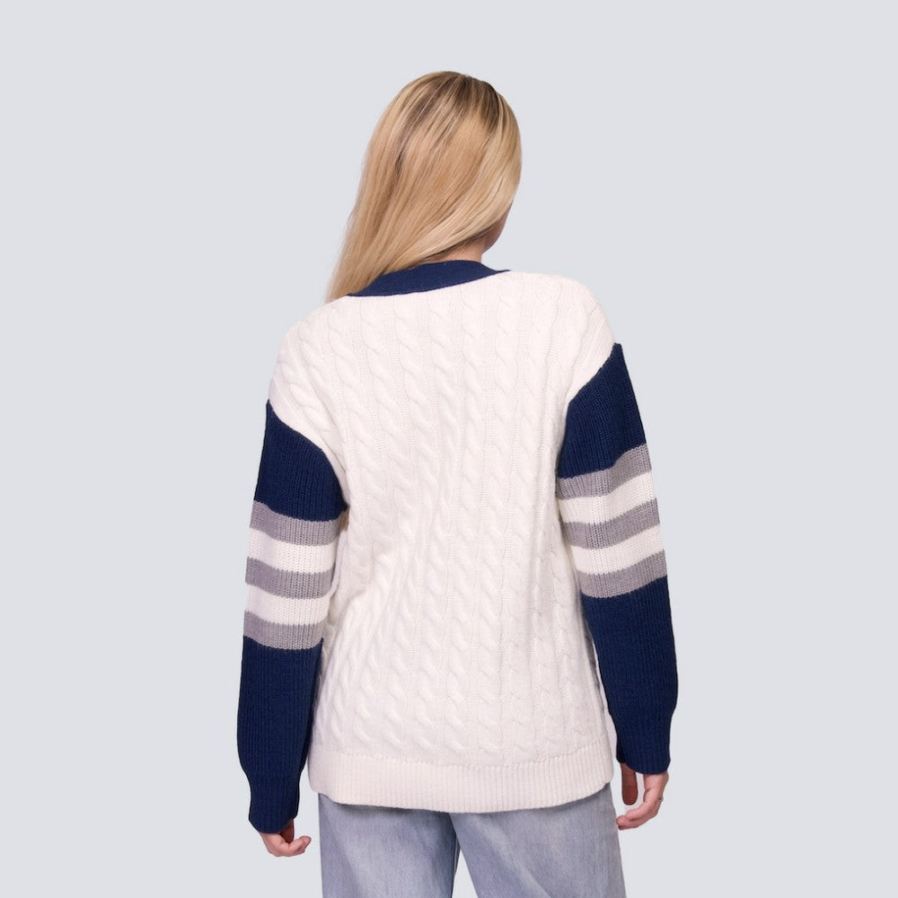 MLB New York Yankees Lusso Women's Shyla Knit V-Neck Full-Zip Sweater