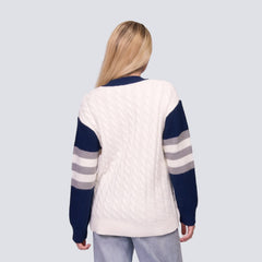 MLB New York Yankees Lusso Women's Shyla Knit V-Neck Full-Zip Sweater