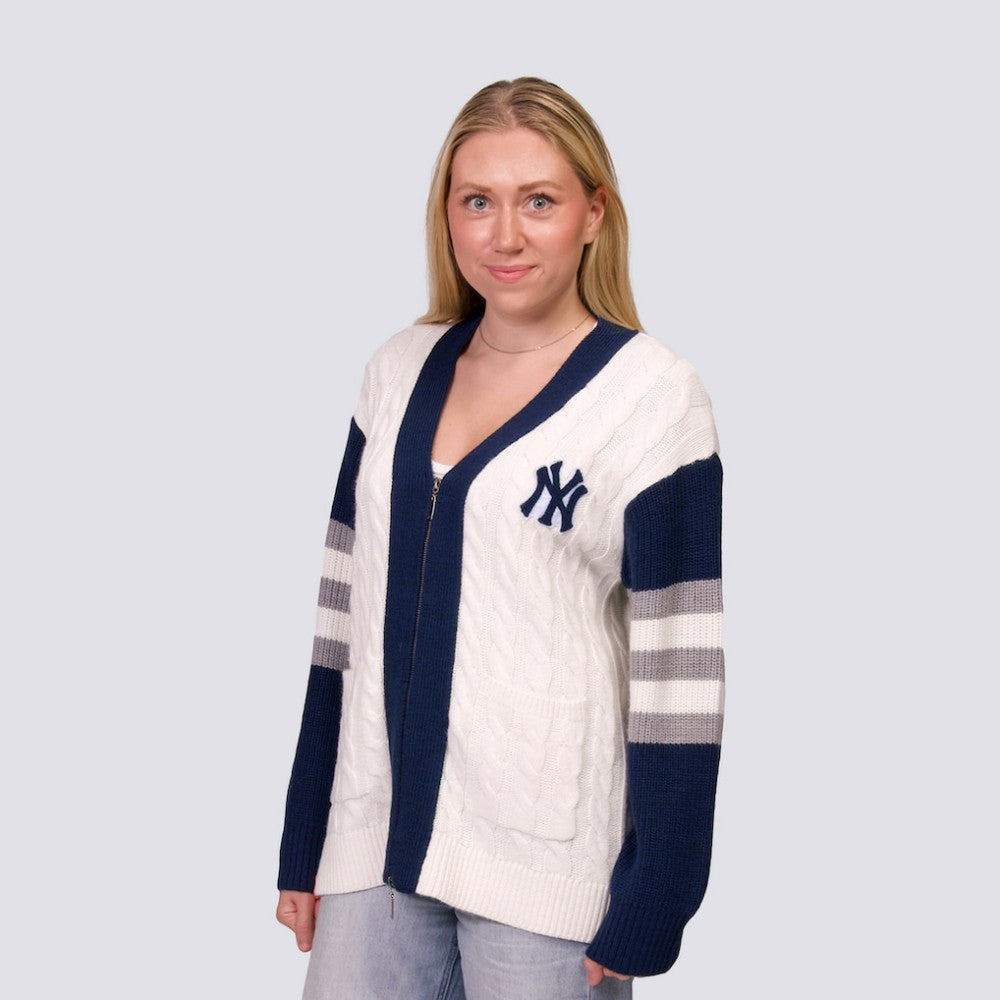 MLB New York Yankees Lusso Women's Shyla Knit V-Neck Full-Zip Sweater