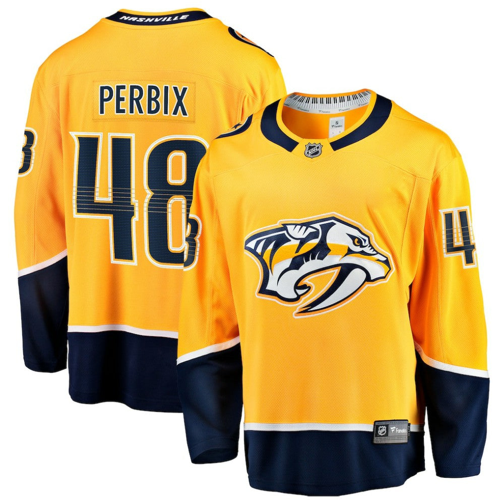 NHL Gold Nick Perbix Nashville Predators Fanatics Home Breakaway Jersey
