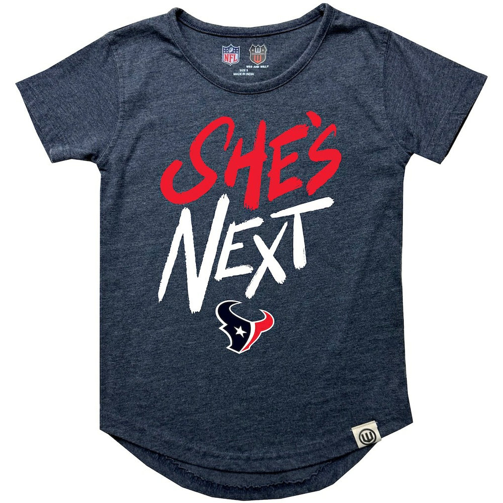 Wes & Willy Girls Youth She's Next Garment Washed T-Shirt - Houston Texans