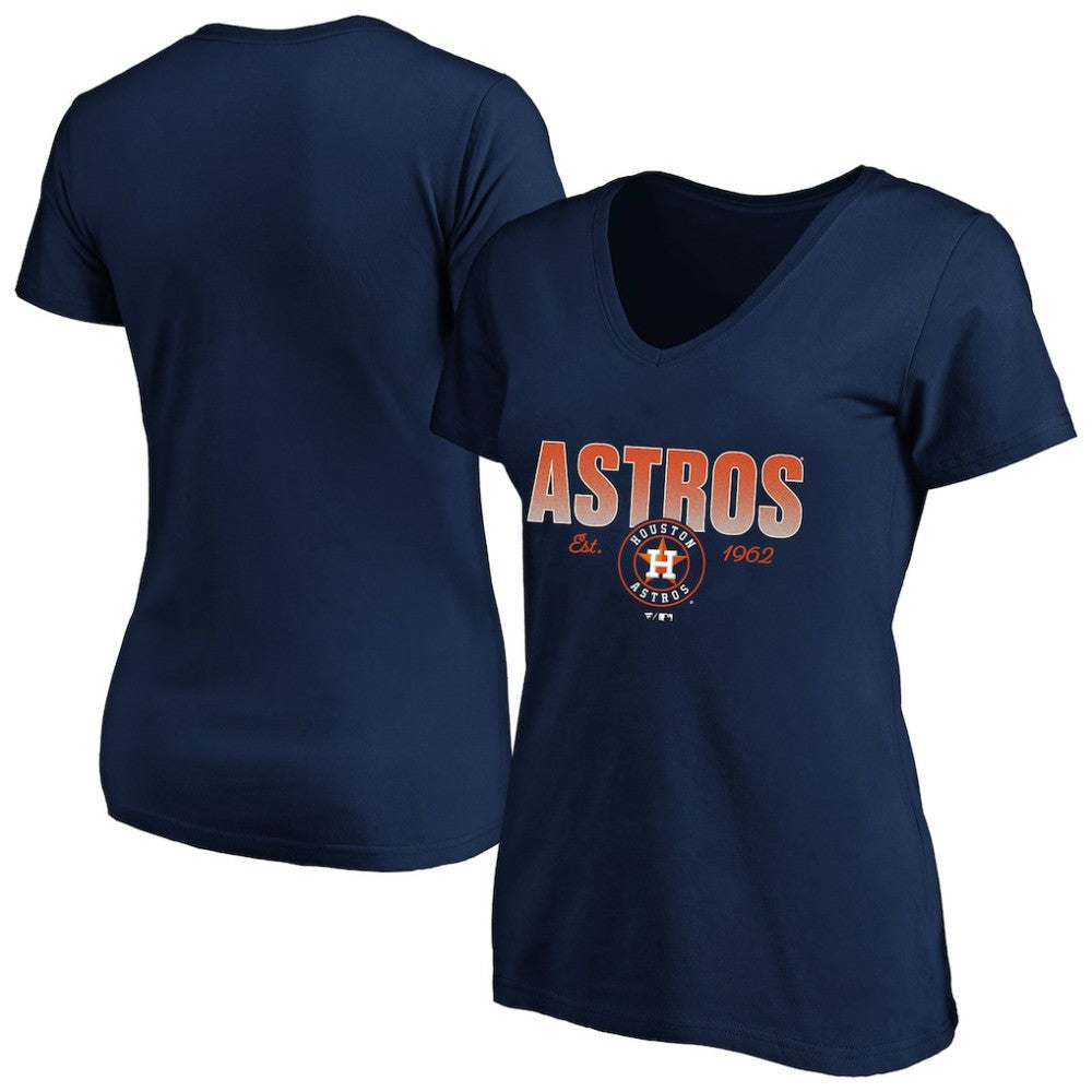MLB Houston Astros Profile Women's Plus Size Wordmark V-Neck T-Shirt