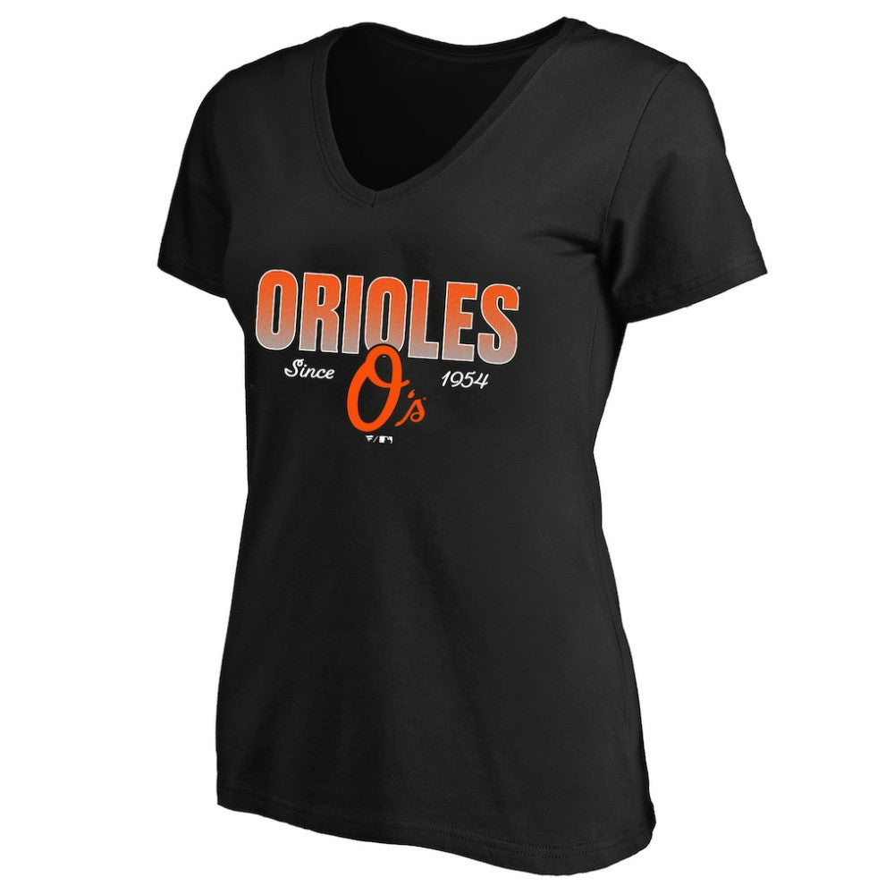 MLB Baltimore Orioles Profile Women's Plus Size Wordmark V-Neck T-Shirt
