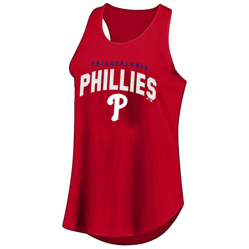 MLB Philadelphia Phillies Profile Women's Plus Size Wordmark Racerback Scoop Neck Tank Top